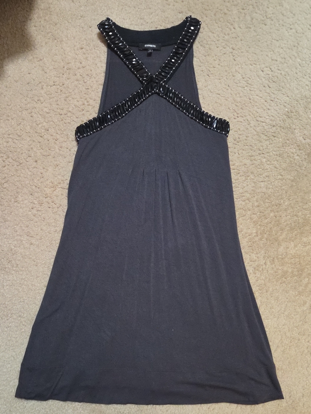 Express Black Embellished Racerback Tank Mini Dress